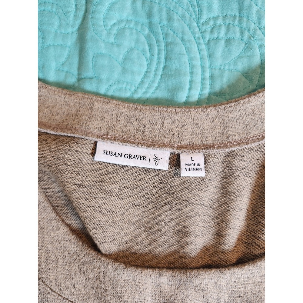 Susan Graver Womens Heathered Tan Scoop Neck Tank Top A260247 Size L - Picture 2 of 6